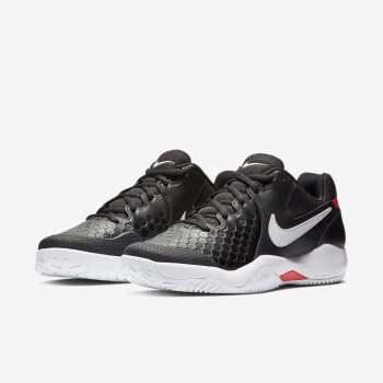 Nike Court Air Zoom Resistance - Férfi Teniszcipő - Fekete/Világos Piros/Fehér